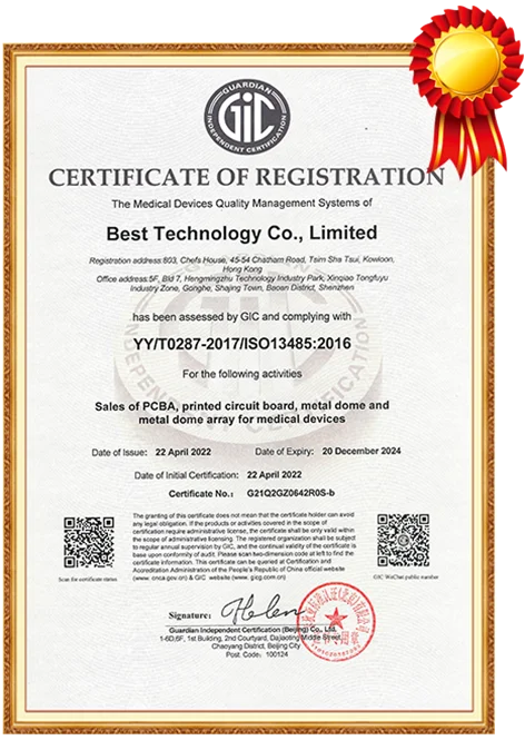 Ceramic PCB Manufacturer ISO13485:2016 Certification-BST Ceramic